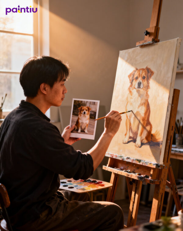 Custom Hand Oil Painting of Dog