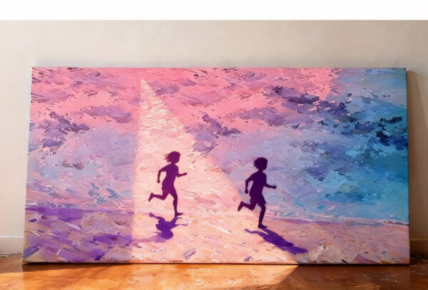 Hand Painted Children Play on Beach Oil Painting HP-HGP10