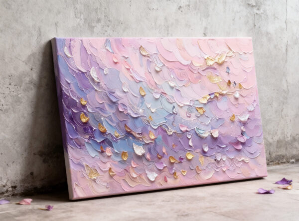 Hand Painted Textured Petal Symphony in Pink and Purple Oil Painting PTAB03