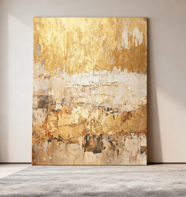 Hand Painted Abstract Gold Oil Painting PTAB12