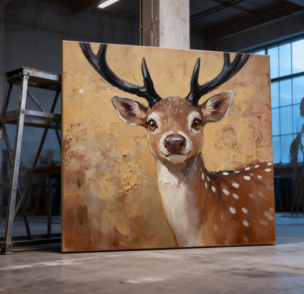 Hand Painted Reindeer Oil Painting PTAB35