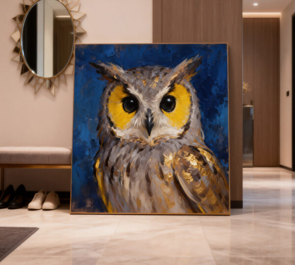 Hand Painted Animal Owl Oil Painting PTAB38