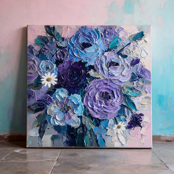 Hand Painted Flowers Peonies, Daisies Oil Painting PTAB51