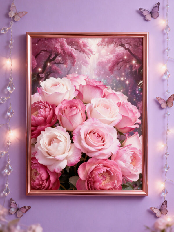 Pink and White Roses Diamond Art Painting Kits-PA0132