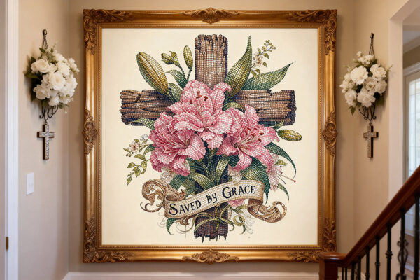 Pink Lilies Flowers Diamond Art Painting Kits PA0142