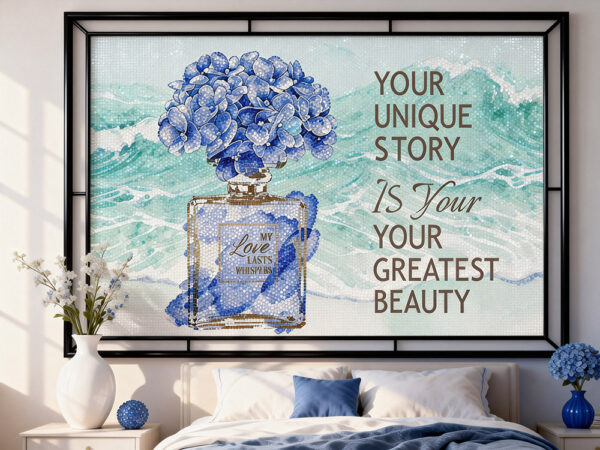 Blue Hydrangea Quotes Diamond Art Painting Kits for Girls Women-PA0145