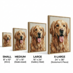 Custom 3D Pet Painting from Photo size guide