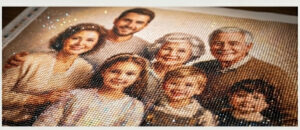 Personalized family portrait diamond painting, 5D diamond art for home decor