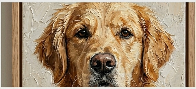 Hand-painted 3D pet portrait canvas art, textured animal memorial gift
