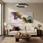 Earth's Veins – Modern Sculptural Texture Abstract Painting Wabi-Sabi Vintage Green Entryway Wall Art