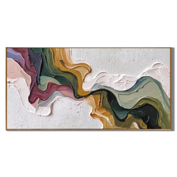 Earth's Veins – Modern Sculptural Texture Abstract Painting Wabi-Sabi Vintage Green Entryway Wall Art