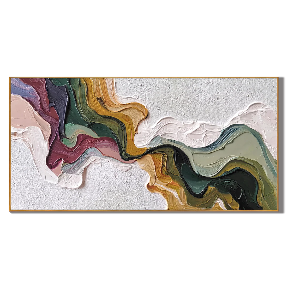 Earth's Veins – Modern Sculptural Texture Abstract Painting Wabi-Sabi Vintage Green Entryway Wall Art