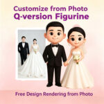 Personalized 3D printed chibi wedding couple figurine custom crafted from photos