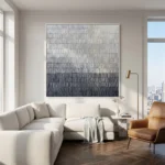 Silent Echo – Wabi-Sabi Monochromatic Gradient Abstract Minimalist Linear Texture Hallway Art