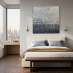 Silent Echo – Wabi-Sabi Monochromatic Gradient Abstract Minimalist Linear Texture Hallway Art
