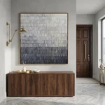 Silent Echo – Wabi-Sabi Monochromatic Gradient Abstract Minimalist Linear Texture Hallway Art