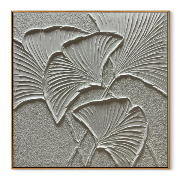 3d textured ginkgo leaf relief wall art
