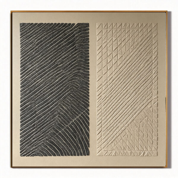 Modern geometric textured 3D carved wall art panel decor