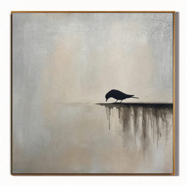 minimalist-black-bird-looking-down-3d-textured-canvas-art