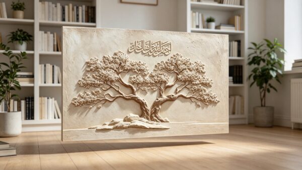 3D textured family tree Arabic calligraphy wall art 0