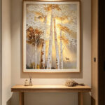 3d-golden-birch-forest-deer-textured-wall-art