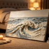 Dramatic Cresting Ocean Waves 3D Textured Canvas Art - Modern Slate Blue Seascape Wall Decor for Living Room & Office - Thumbnail Image 5