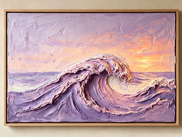3d-textured-purple-sunset-ocean-wave-textured-wall-art
