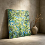 3D Textured Tree Canopy Wall Art | Blue Green Canvas