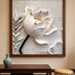 3d-white-lotus-relief-wall-art