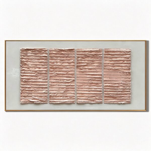 Large luxury 3d printed textured wall art with gold frame hanging in modern living room