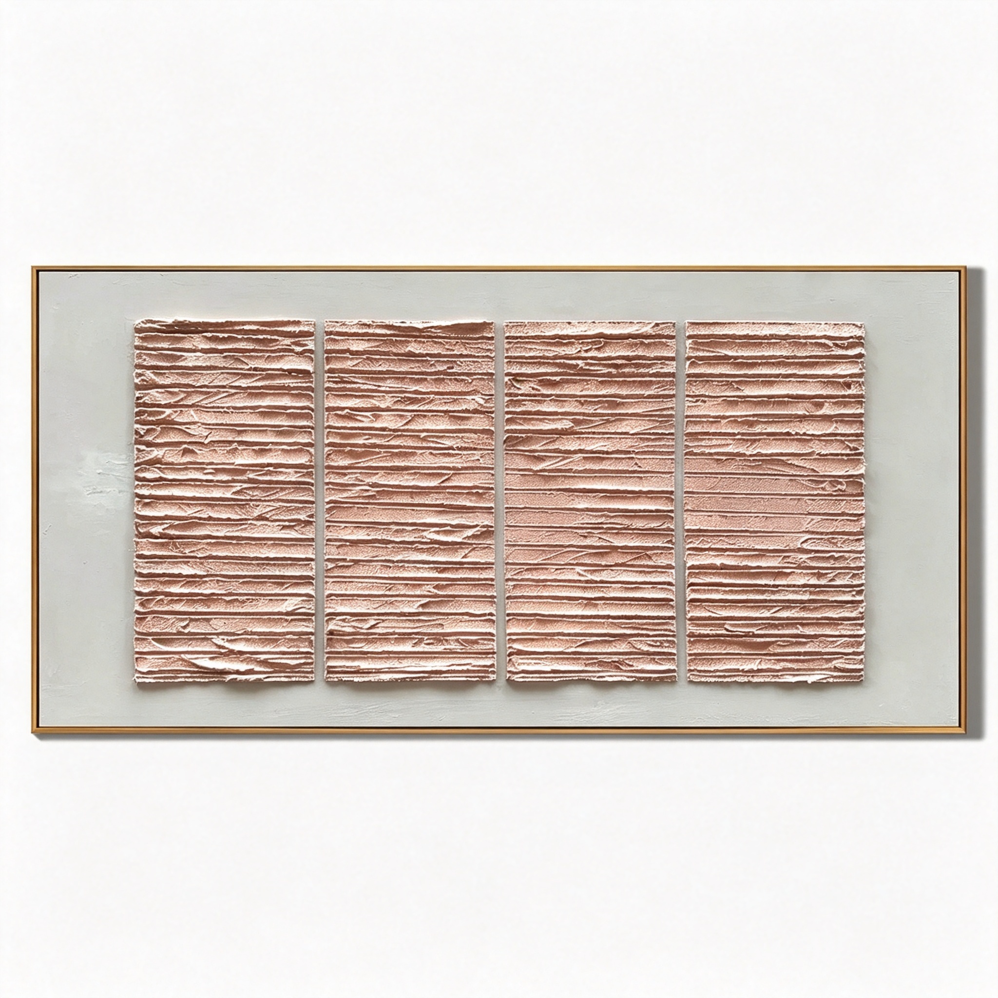 Large luxury 3d printed textured wall art with gold frame hanging in modern living room