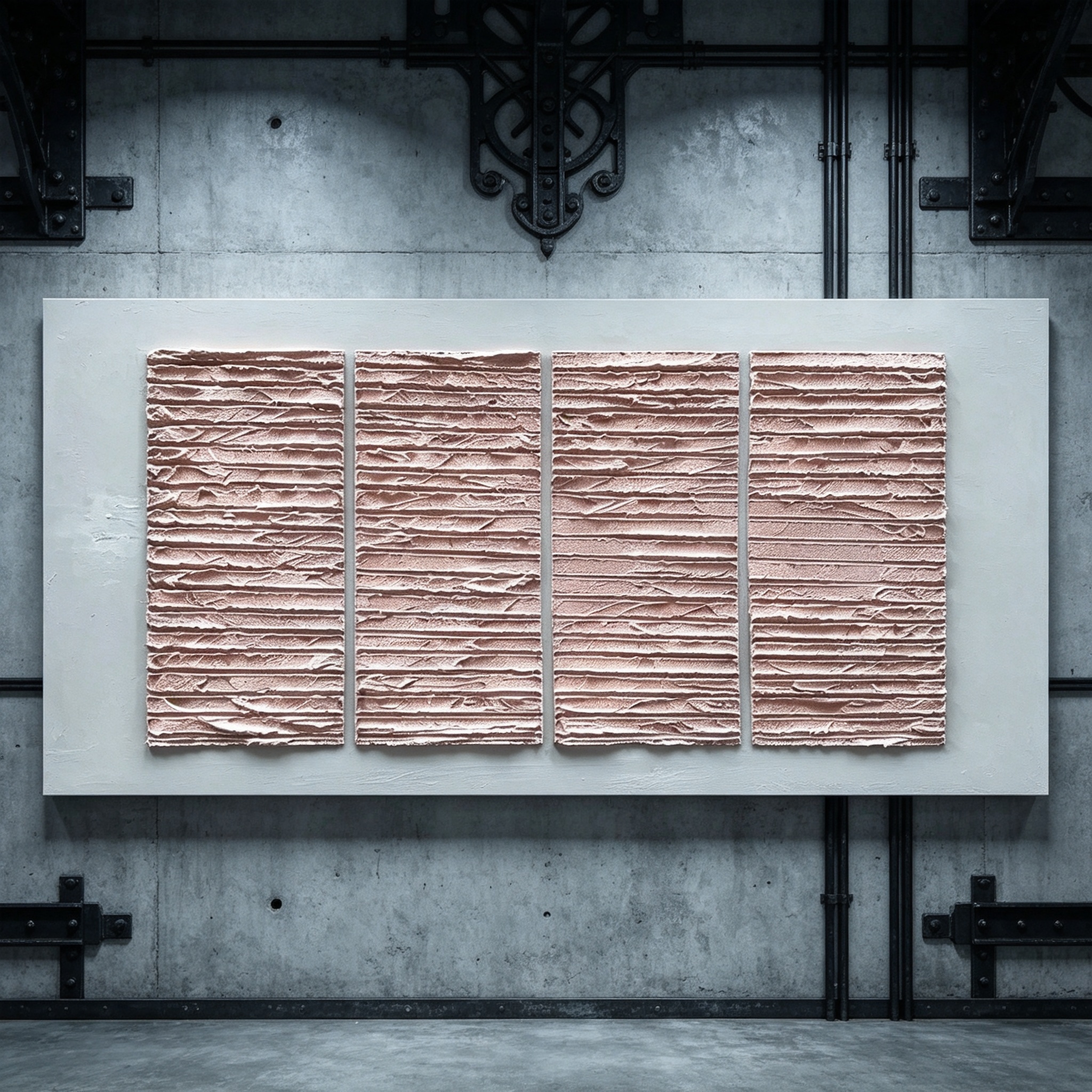 Large luxury 3d printed textured wall art with gold frame hanging in modern living room