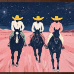 Western-Cowboy-Starry-Night-3D-Textured-Canvas-Art-Desert-Horse-Riders-Wall-Decor