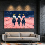 Western-Cowboy-Starry-Night-3D-Textured-Canvas-Art-Desert-Horse-Riders-Wall-Decor