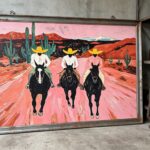 rustic cowboy desert wall decor with horses and cactus