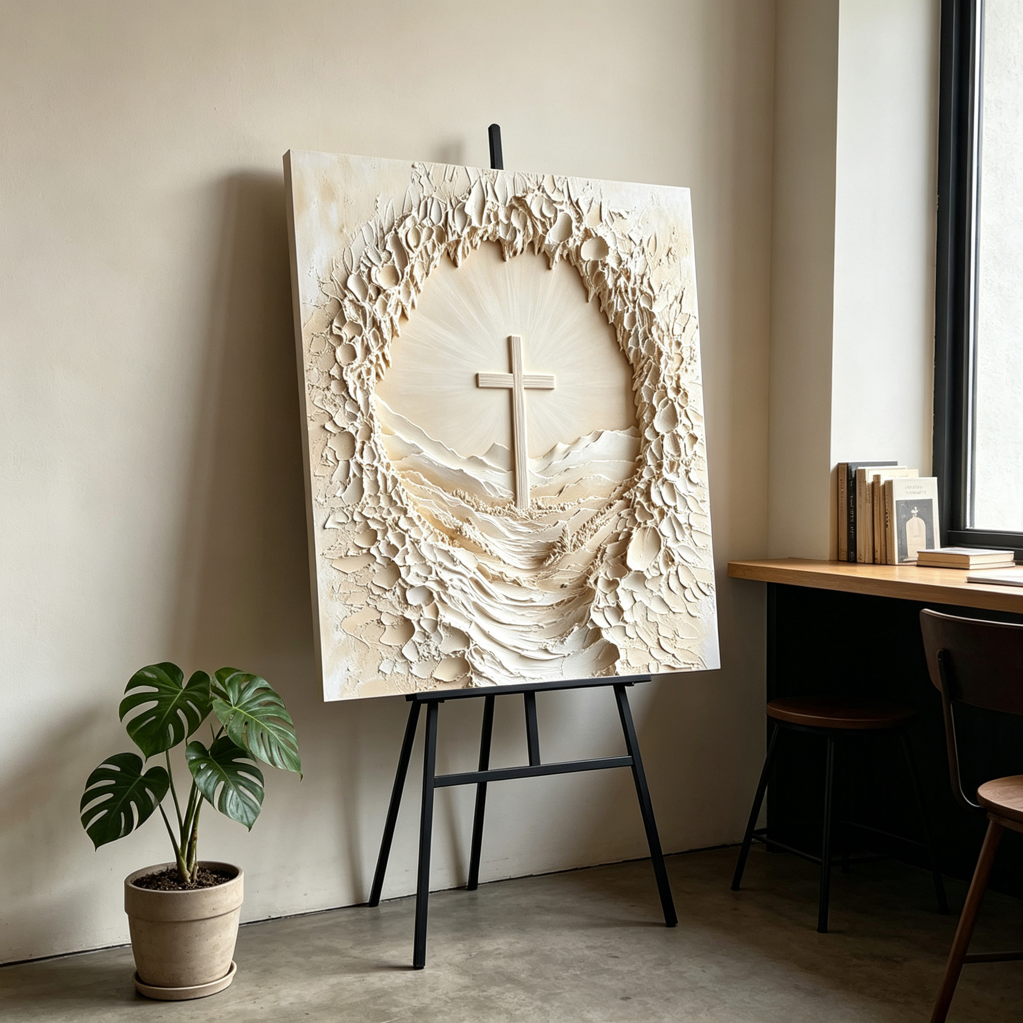 3D Textured Cross Wall Art