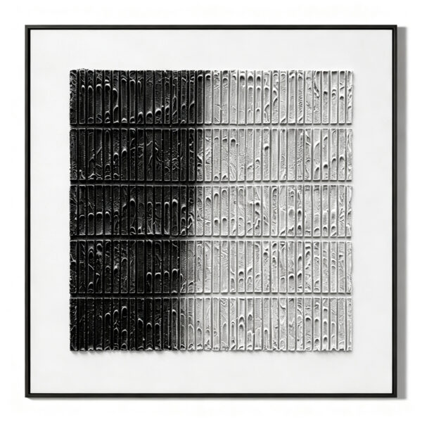Black and White 3D Textured Abstract Wall Art