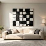 Black and White Geometric 3D Textured Wall Art