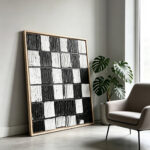 Black and White Geometric 3D Textured Wall Art