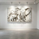 White elephant 3D Textured Art canvas