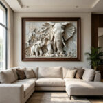 White elephant 3D Textured Art canvas