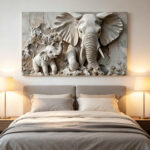 White elephant 3D Textured Art canvas