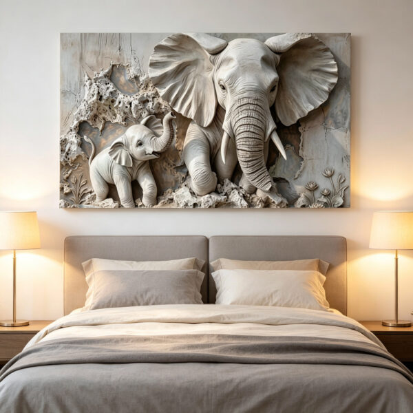 White elephant 3D Textured Art canvas