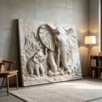 White elephant 3D Textured Art canvas