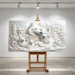 White Wolf Family 3D Textured Art canvas