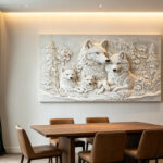 White Wolf Family 3D Textured Art canvas