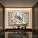 White Wolf Family 3D Textured Art canvas