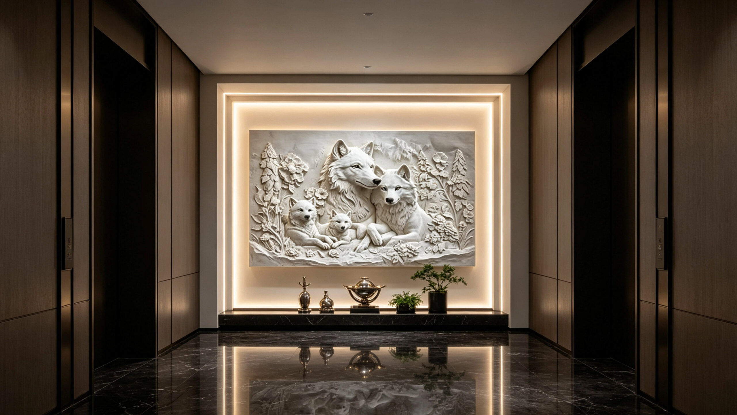 White Wolf Family 3D Textured Art canvas