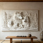 White Wolf Family 3D Textured Art canvas