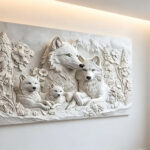 White Wolf Family 3D Textured Art canvas